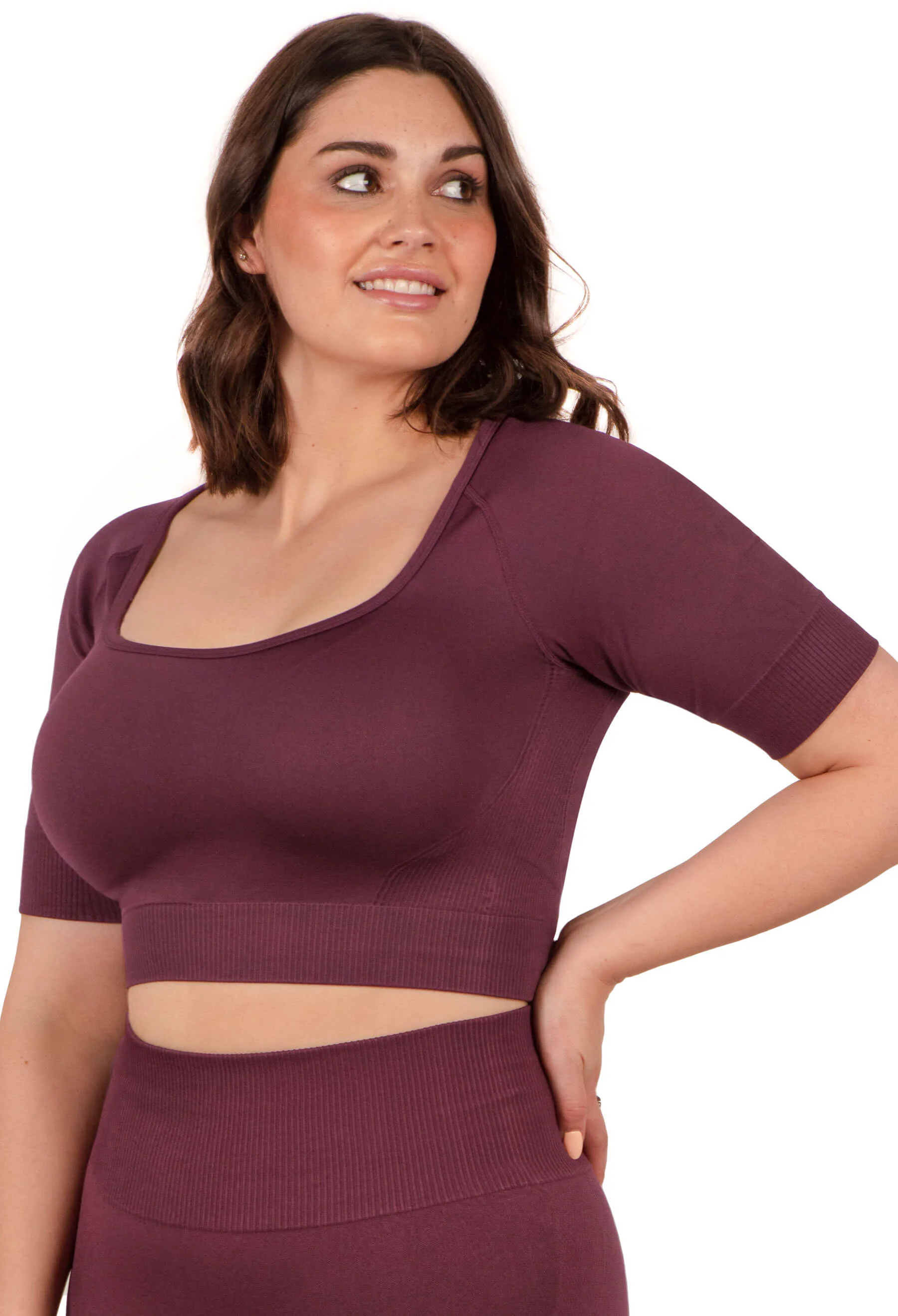 Seamless Square Neck Short Sleeve Crop Top - Image 6