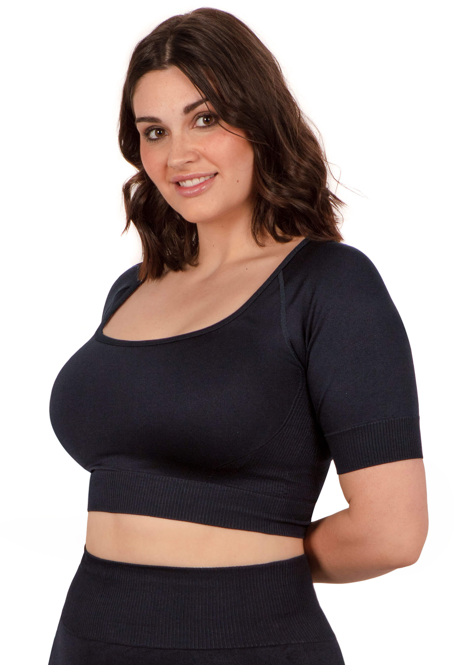 Seamless Square Neck Short Sleeve Crop Top - 2 Pack - Image 2