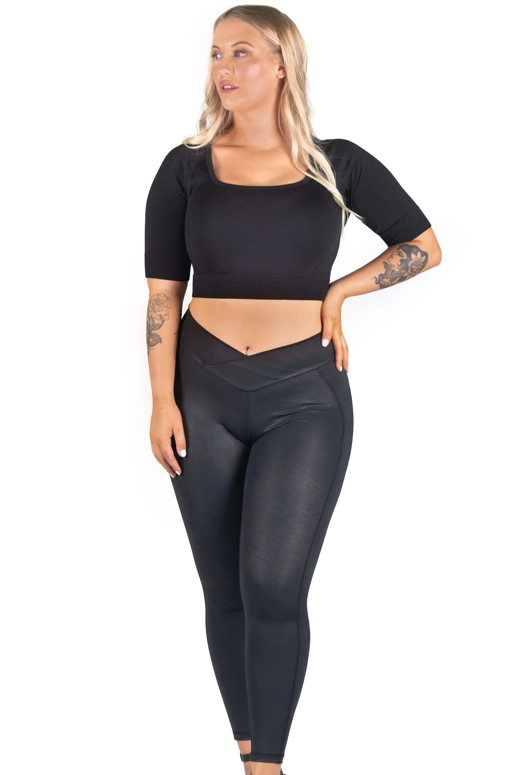 Seamless Square Neck Short Sleeve Crop Top - 2 Pack - Image 6