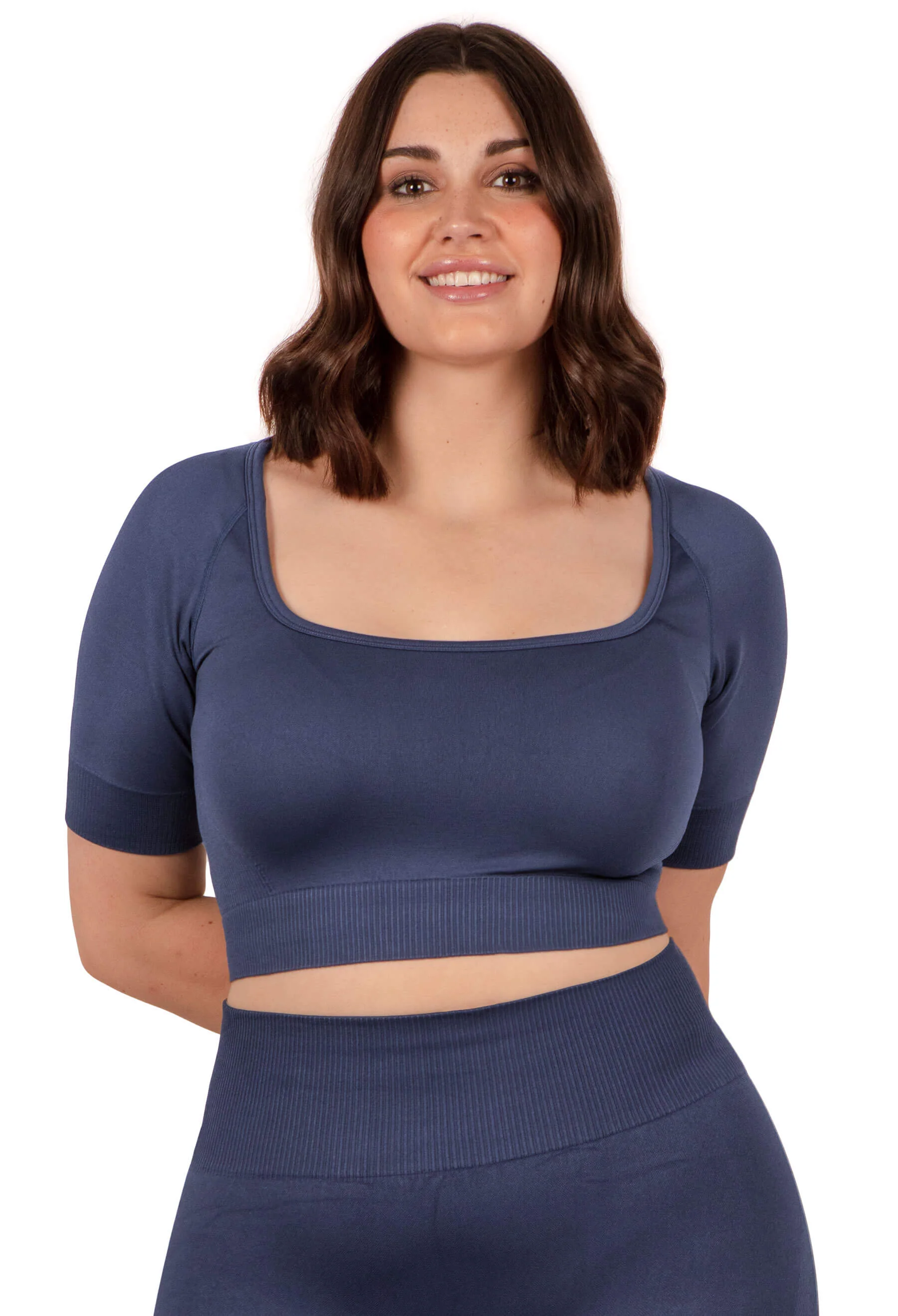 Seamless Square Neck Short Sleeve Crop Top - Image 5