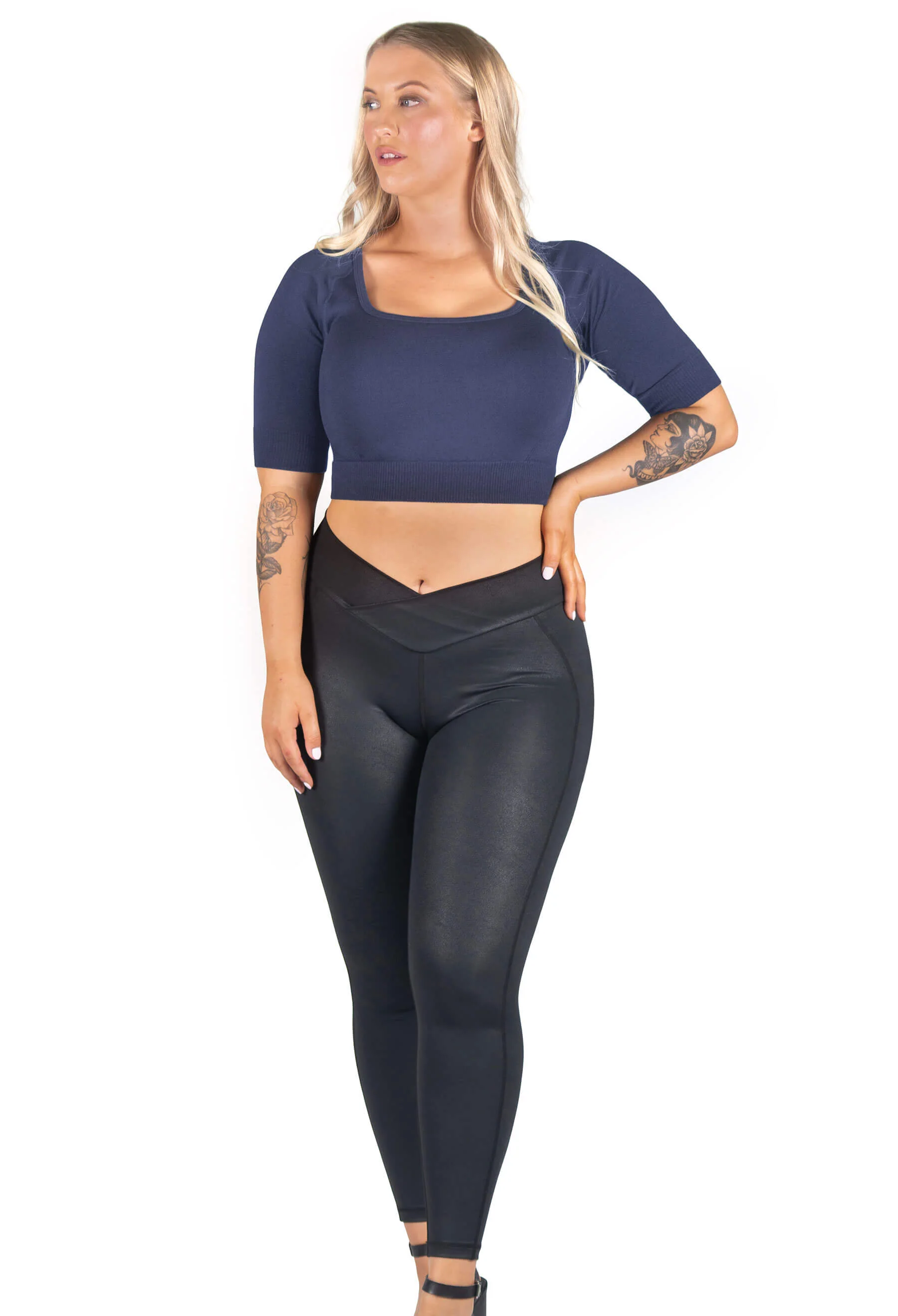Seamless Square Neck Short Sleeve Crop Top - Image 7