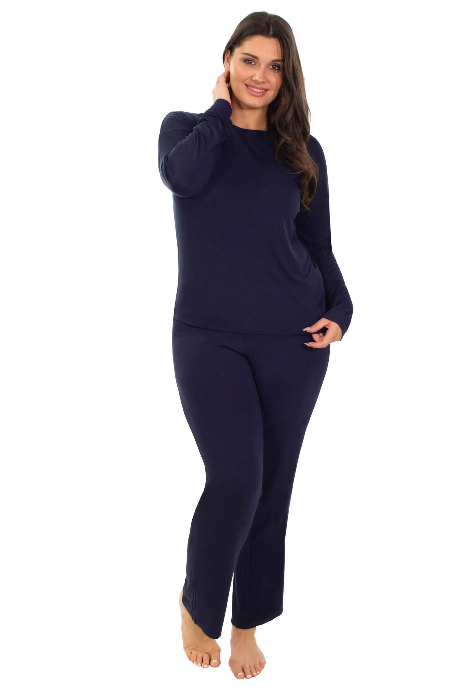 Bamboo Long Sleeve Pyjama Set - Navy - Image 4
