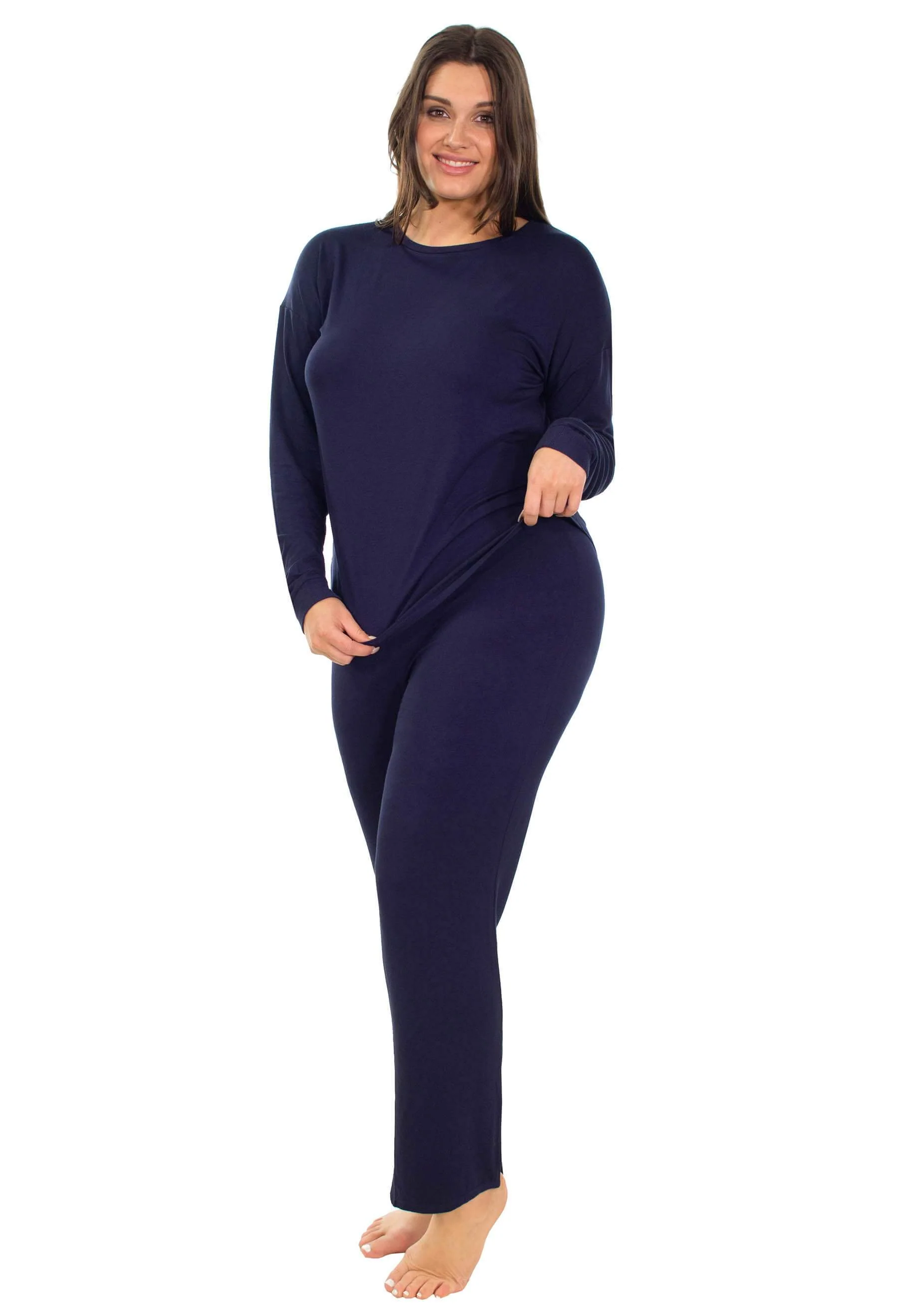 Bamboo Long Sleeve Pyjama Set - Navy - Image 5