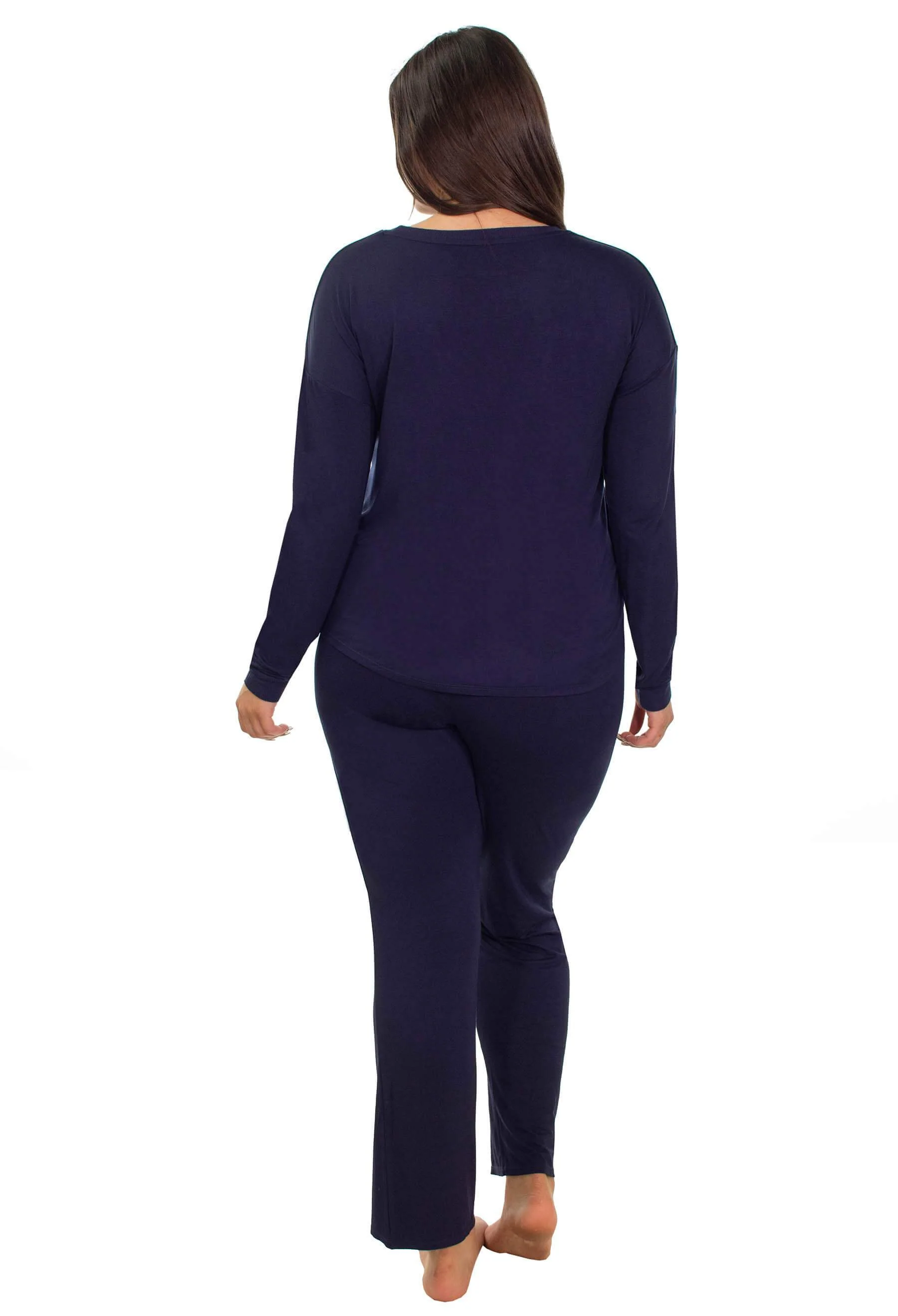 Bamboo Long Sleeve Pyjama Set - Navy - Image 6