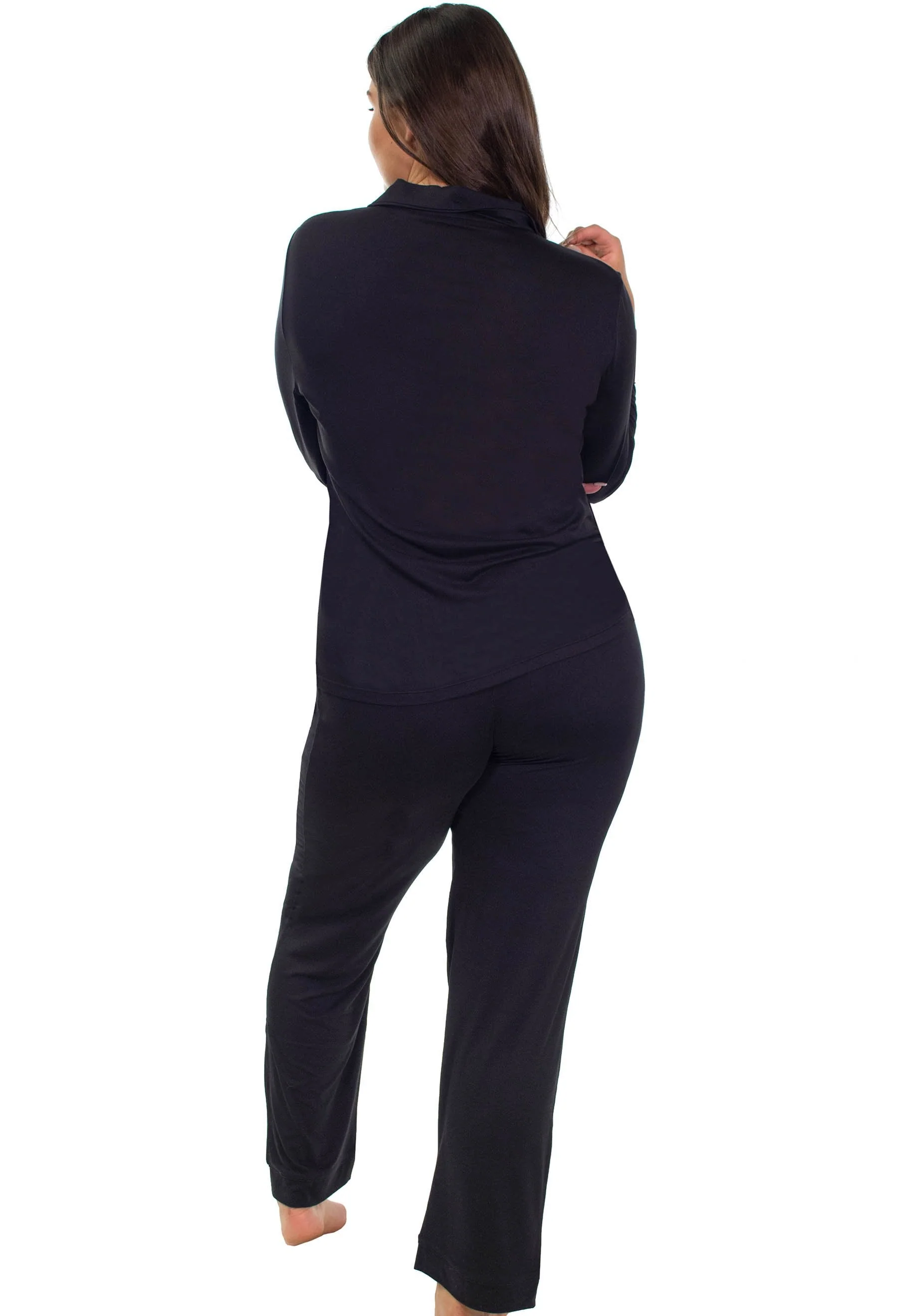 Super Soft Microfibre Pyjama Set Black  - Clearance due to Colourfastness - Image 3