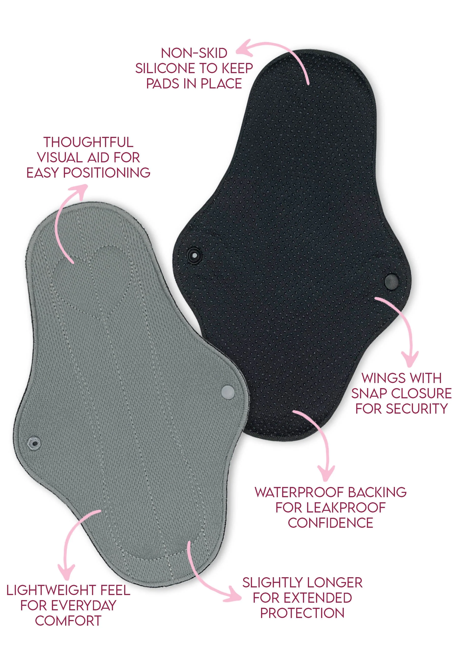 Ultra Thin Long Reusable Panty Liner With Wings - 10 Pack - Image 2