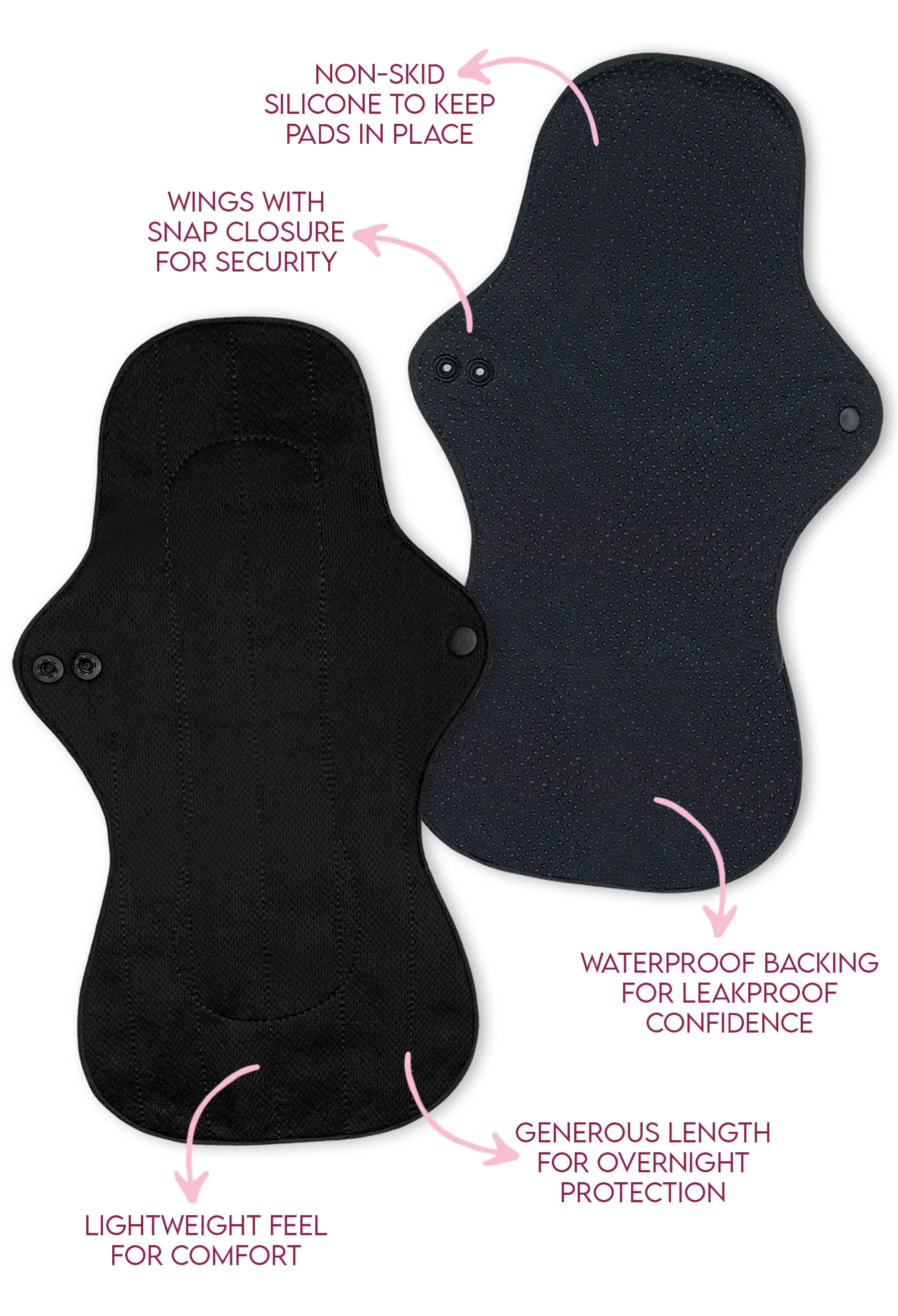 Ultra Thin XL Reusable Panty Liner with Wings - 3 Pack - Image 2