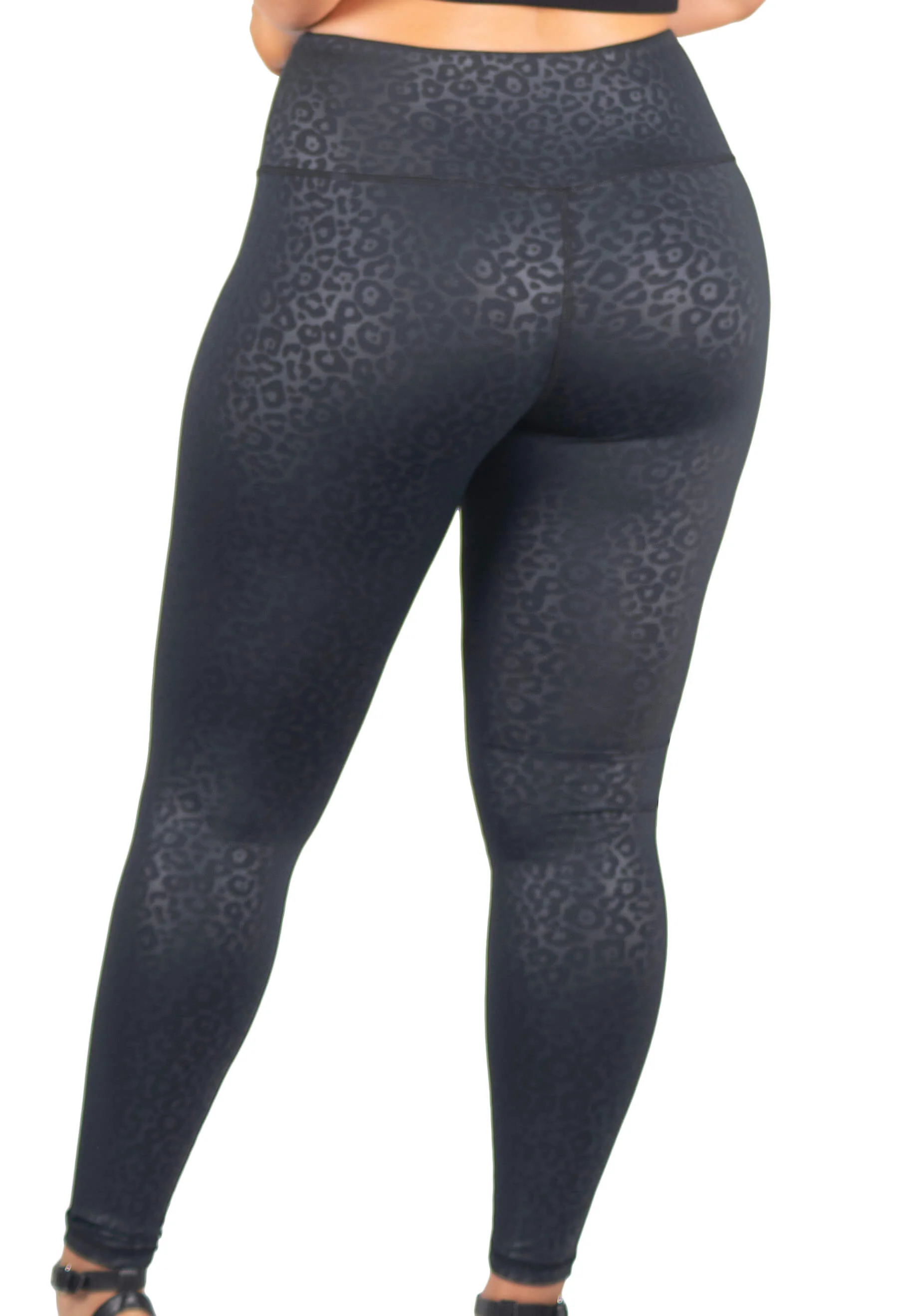 V-Waist Faux Leather Booty Sculpting + High Waisted Black & Burgundy Leopard Print Leggings - 3 PACK - Image 16