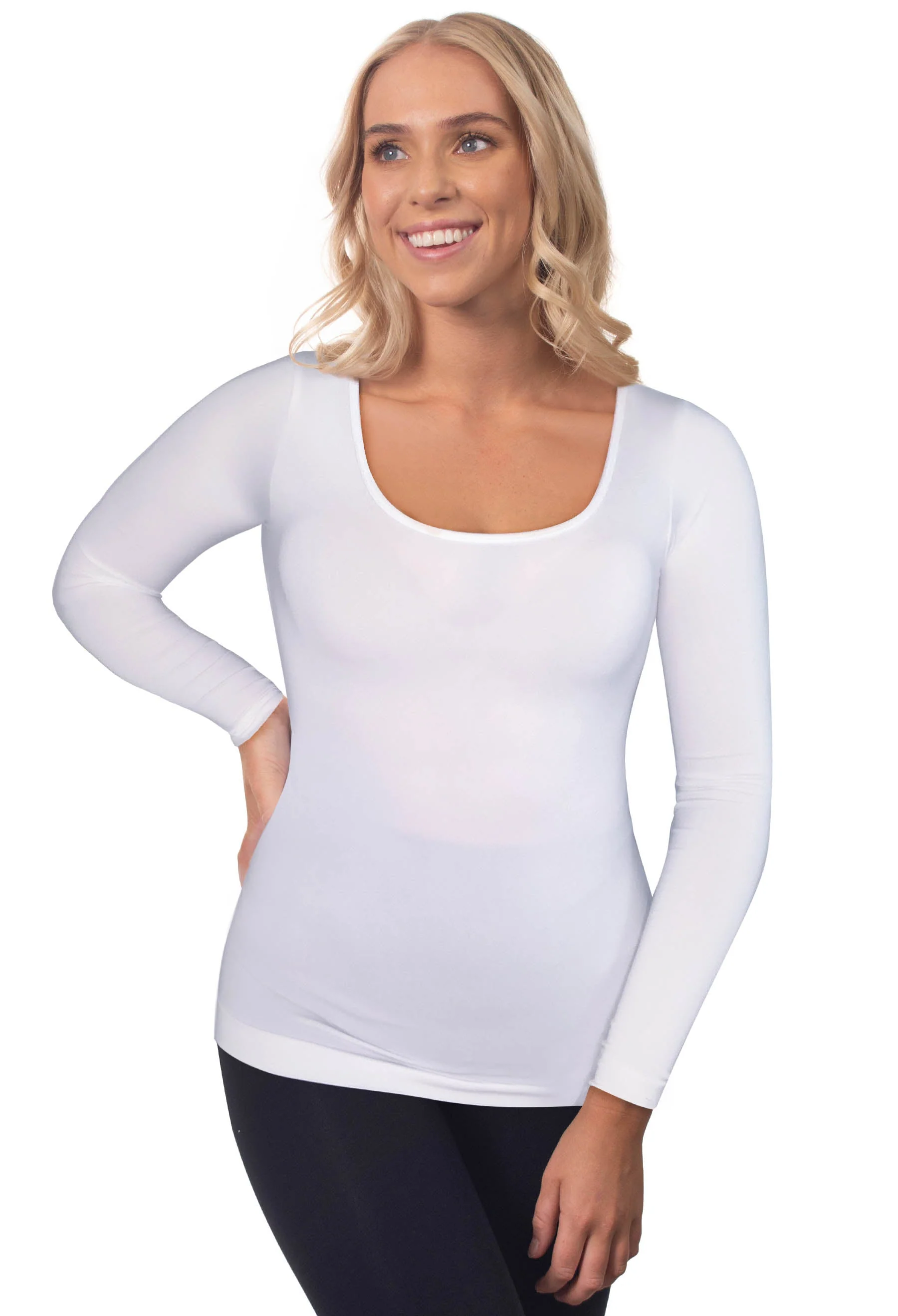 White Bamboo Long Sleeve Top - Image 2
